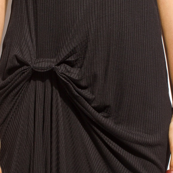 NEW black V neck knotted double split maxi dress - Picture 6 of 6